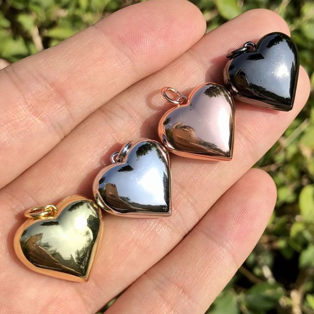 5Pcs Metal Heart Pendant Charms For Woman Jewelry Making Handcraft